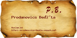 Prodanovics Beáta névjegykártya